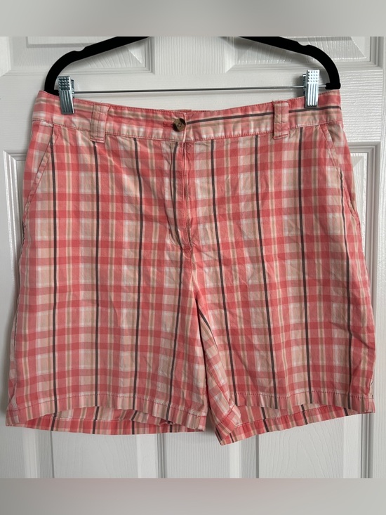 Classic Elements Pants - Coastal Preppy Pink Plaid Bermuda Shorts Women's Size 12 Classic Elements